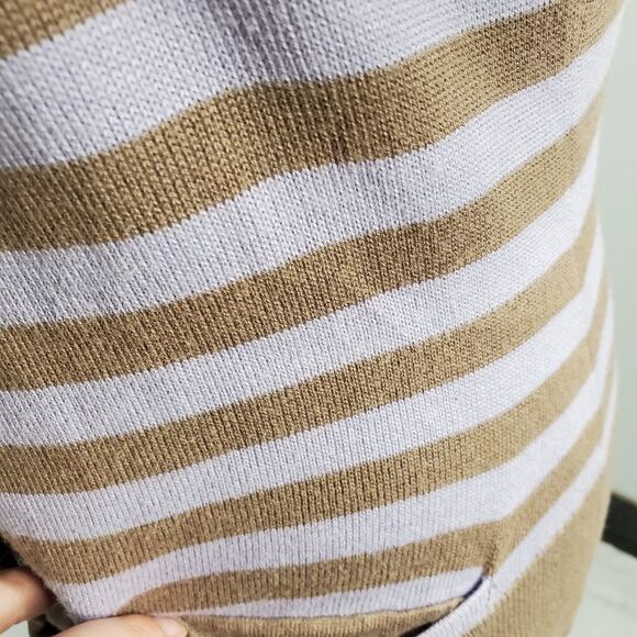 ANTHROPOLOGIE Moth cardigan Cattleya brown striped‎ short sleeve sweater S - Picture 5 of 10